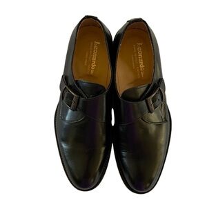 Leonardo Mens Shoes Handmade in Italy, Size 41 EUR/ 7 - 7.5 US, Black Leather